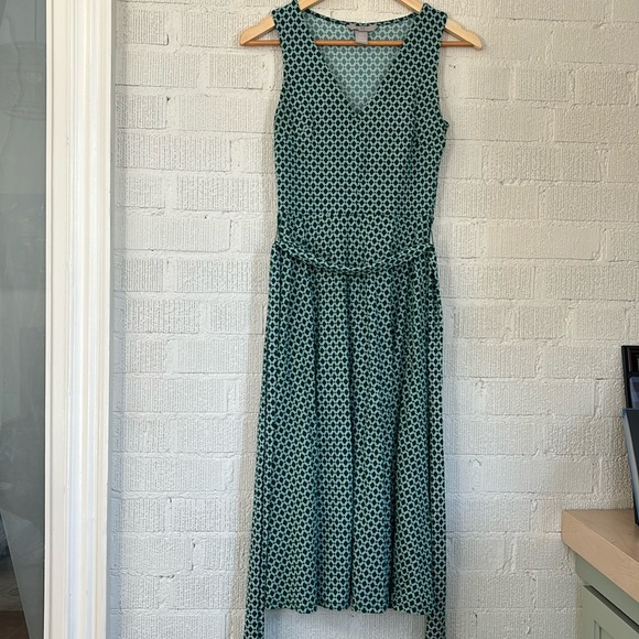 H&M green and white diamond pattern dress sleeveless dress - Picture 1 of 7